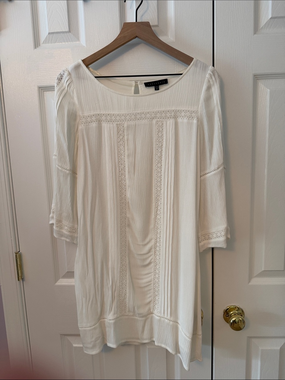 Sanctuary White Crochet-Trim Boho Dress